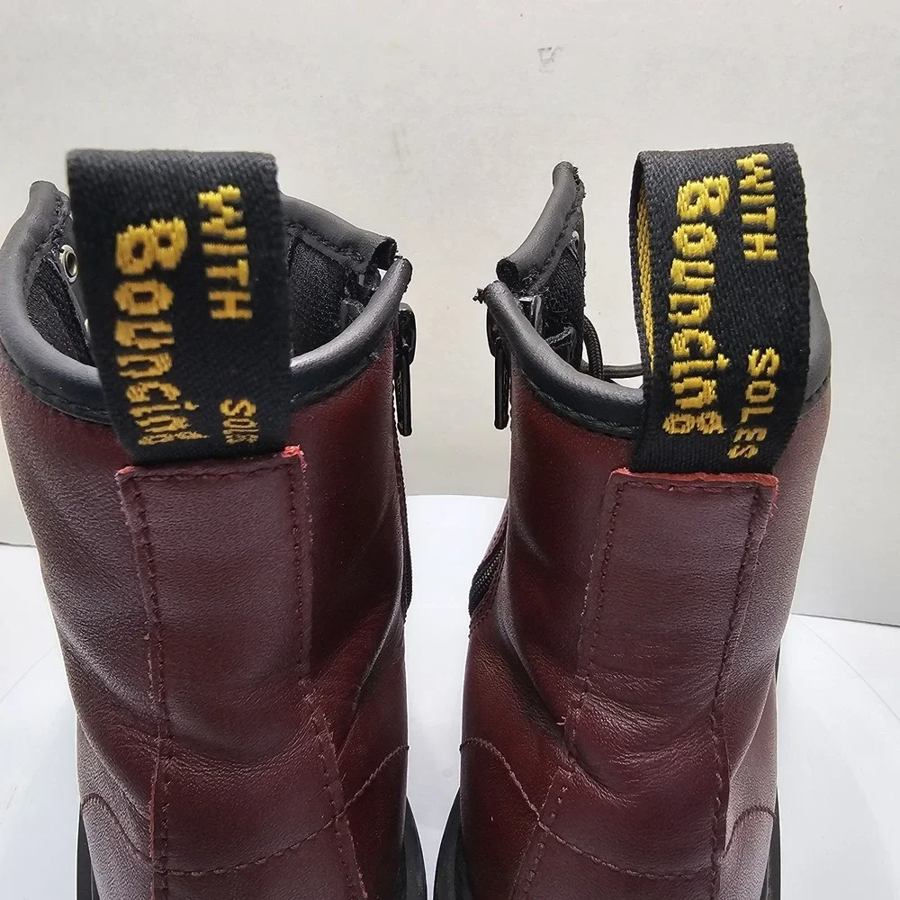 Dr Martens Docs Youth Kids Size 3 Boots  Cherry Red Leather Combat‎ Boots 1460J